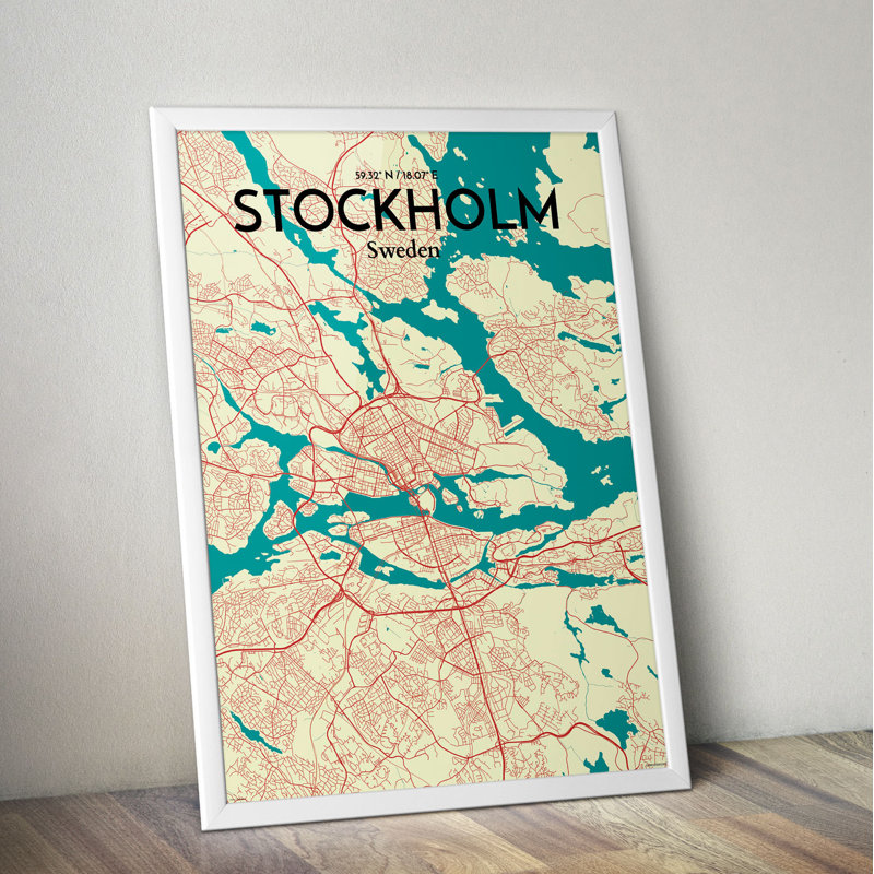 Stockholm City Map - No Frame Print, 43cm H x 28cm W x 0.13cm D