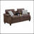2Pcs Sofa Set Living Room Furniture Dark Coffee Plush Polyfiber Sofa Loveseat W Console Pillows Couch