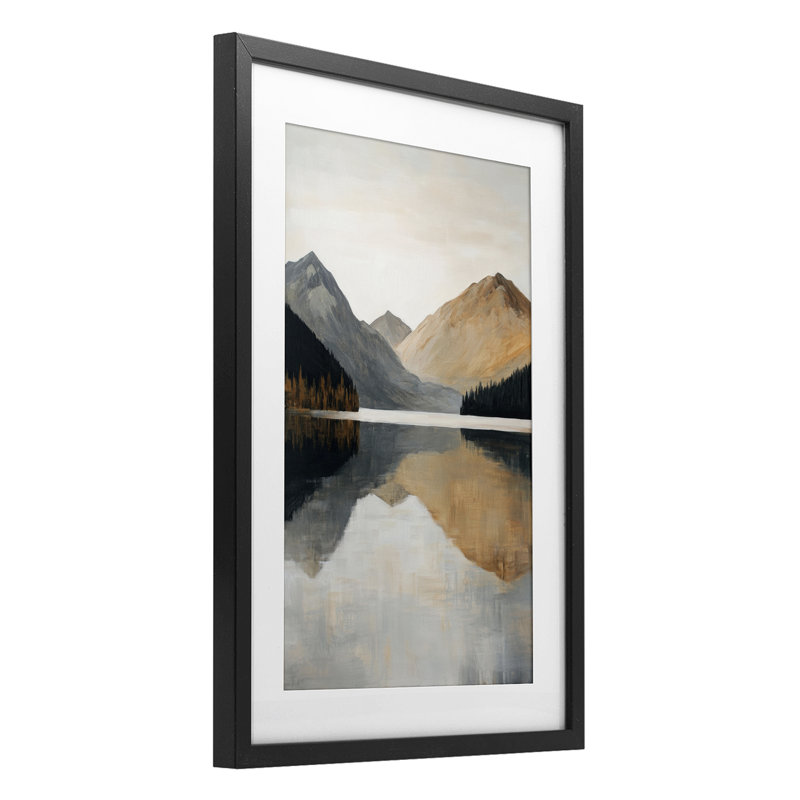 Terracotta Reflection Mountain Range, reproduction encadrée sous verre, design par Petal Prints Design, H 20 po x l 14 po