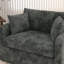 Fauteuil d'appoint rembourré avec repose-pieds en chenille-1056189597