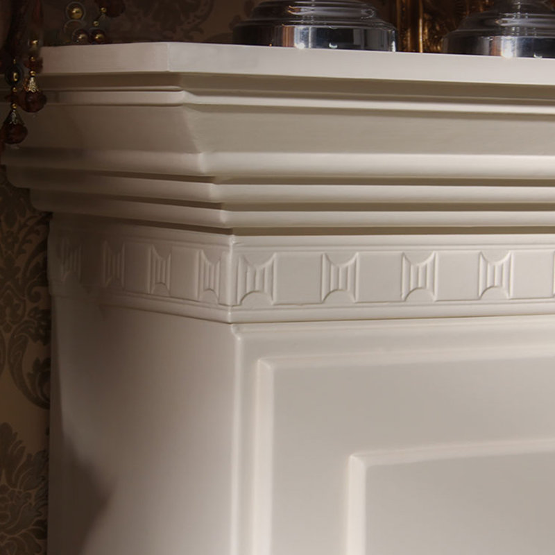 Beige Solid Wood Electric Fireplace
