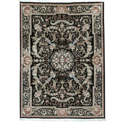 High-Quality Hand-Knotted Black Area Rug