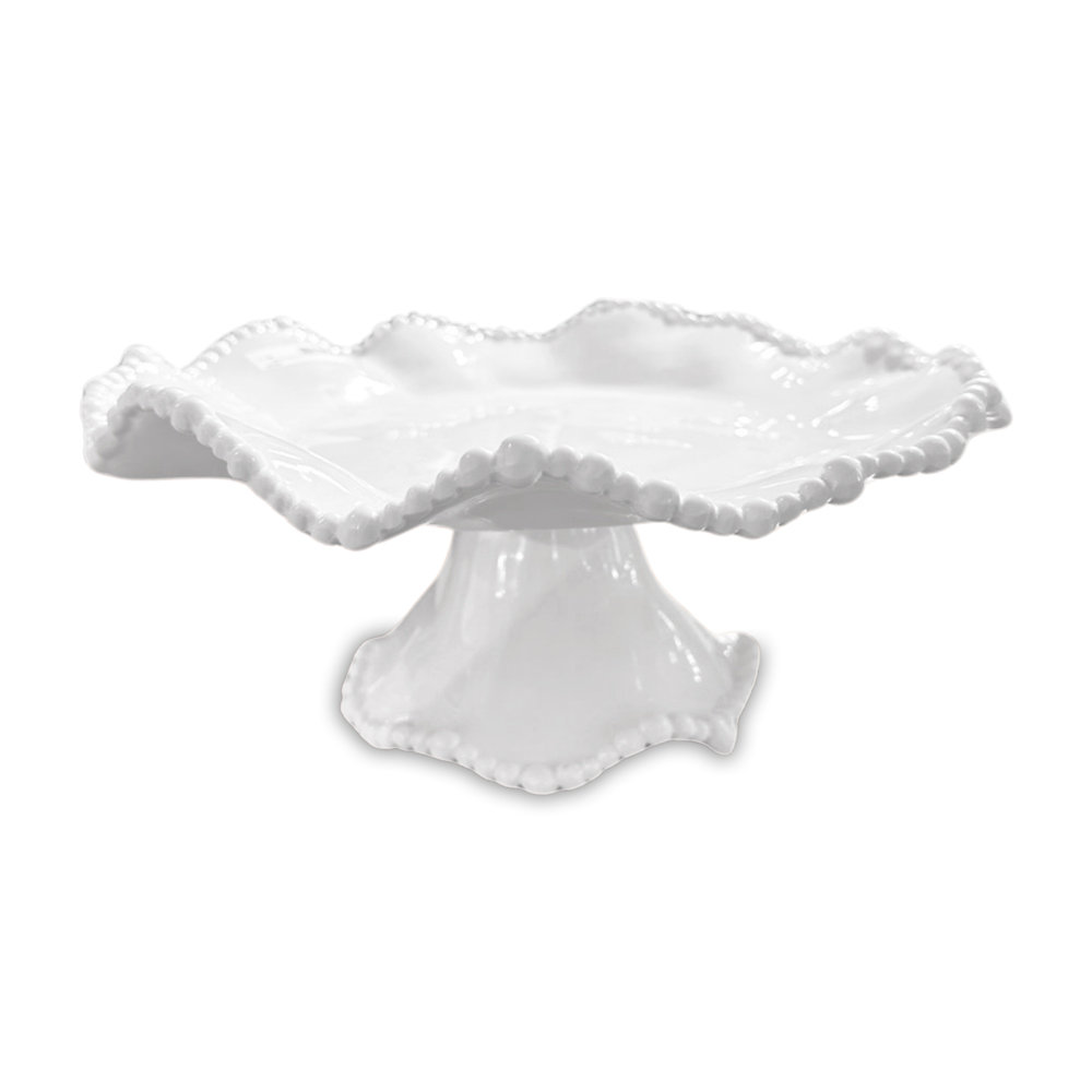 Amelia Pedestal Cake Plate - Cream & White main image 0