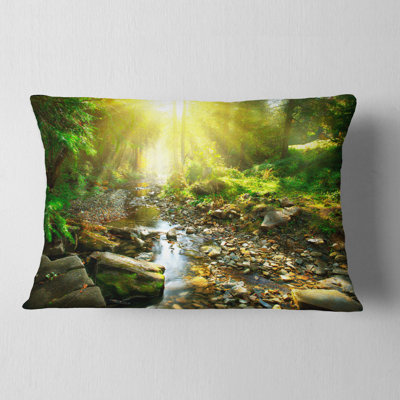 Coussin décoratif paysage de montagne en forêt