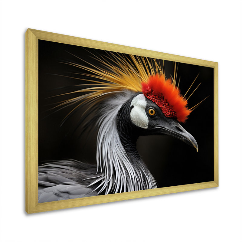Cranes d'Afrique, beauté I, Encadrement doré, H 24 po x l 32 po x P 1 po