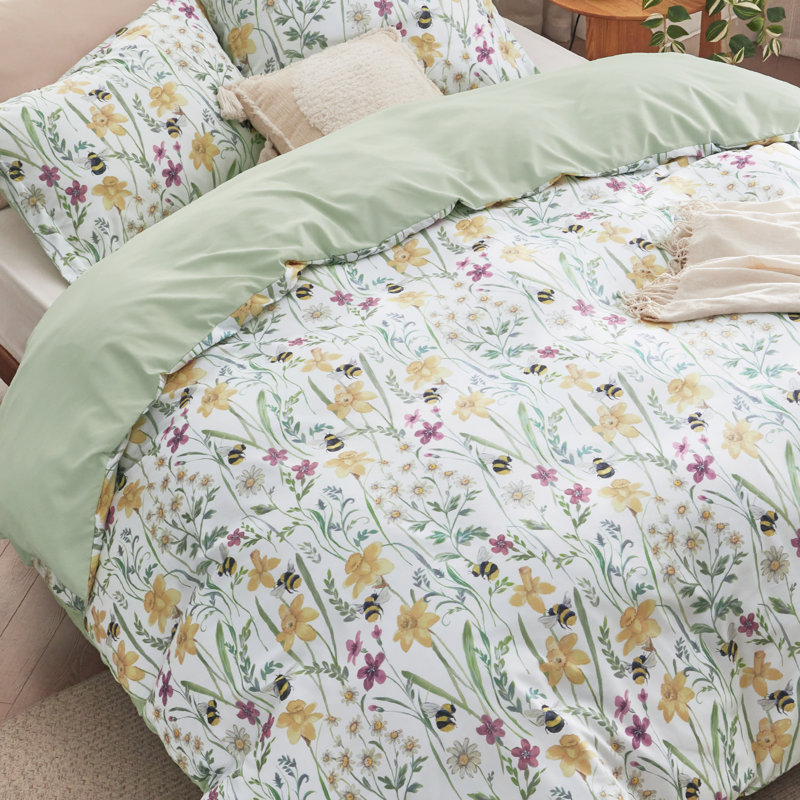Bedsure Duvet Cover Queen Size - Reversible Floral Patterned Duvet Cover Set with Zipper Closure, 3 Pieces Bedding Set 