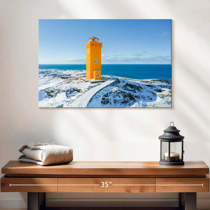 Hiver au phare de Svortuloft, H 16 po x l 24 po