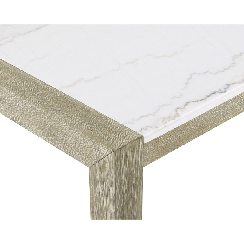 Meuble de salle à manger moderne 5 pièces avec plateau rectangulaire en pierre de marbre et sièges rembourrés confortables de style contemporain avec surface blanche