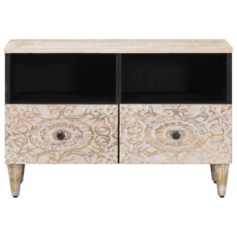  TV Cabinet With Storage Solid Mango Wood Living Room Stand Media Unit