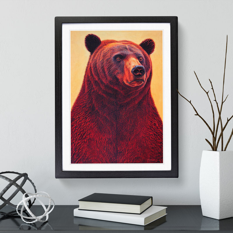 XV1022-2388X Great Grizzly Bear No.1 - Single Picture Frame Print, Black, 46cm H x 34cm W