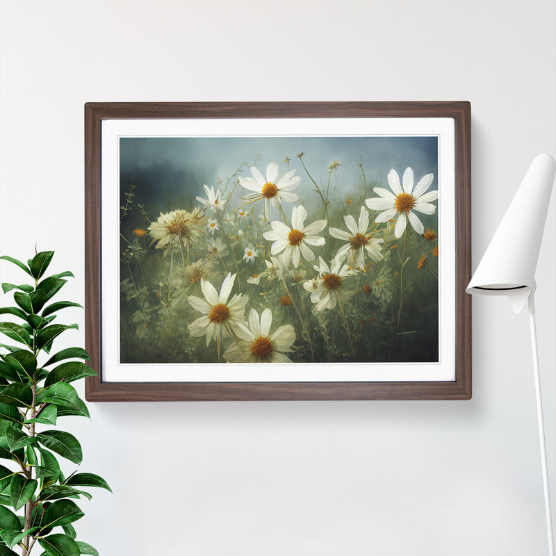 XH1022-8653X Superb Wildflowers Floral 1 Piece Single Picture Frame Painting, 34cm H x 46cm W x 2cm D, Walnut