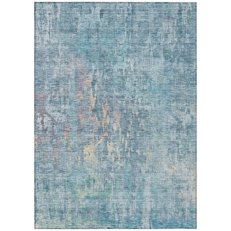 Tapis intérieur / extérieur bleu Lunisse, 9 pi x 12 pi