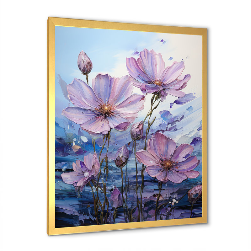 «Pink Morning Glory», impression sur toile, Cadre doré simple, H 32 po x l 16 po x P 1 po