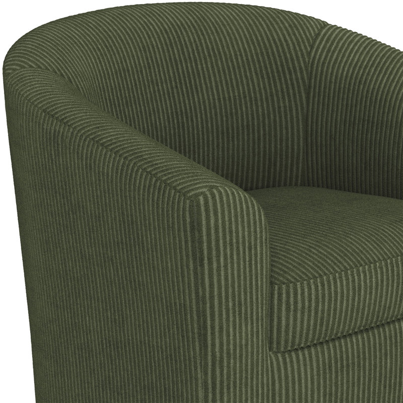 Fauteuil tonneau en velours côtelé, fauteuil d'appoint, Vert foncé