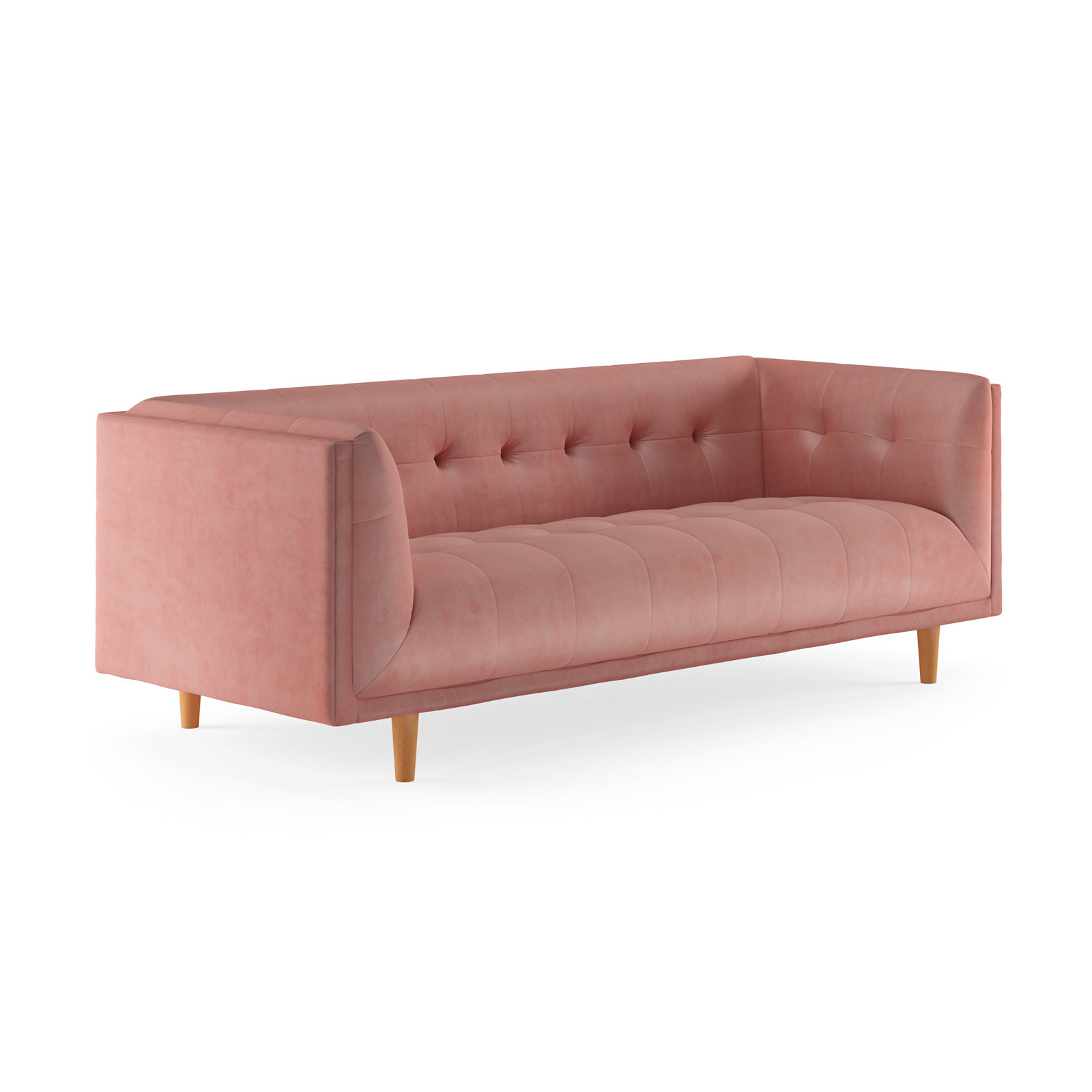 George 82'' Upholstered Sofa, Blush Velvet