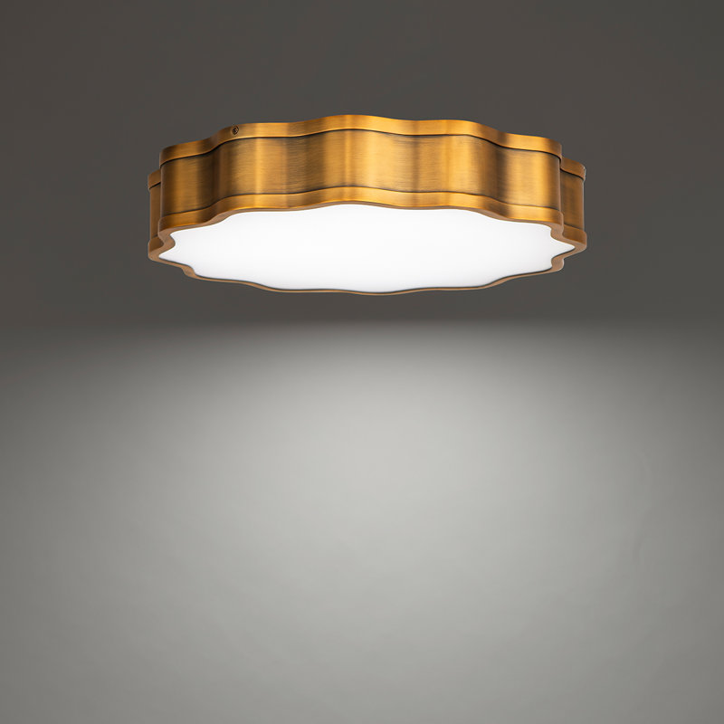 Vaughan 1 - Light 16" LED Flush Mount, Aged Brass, 3" H x 20" W x 20" D