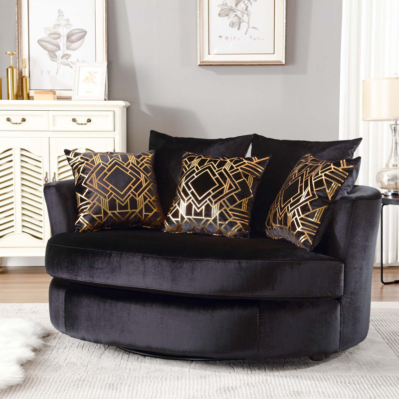 Keir 57.5'' Wide Swivel Loveseat, Black