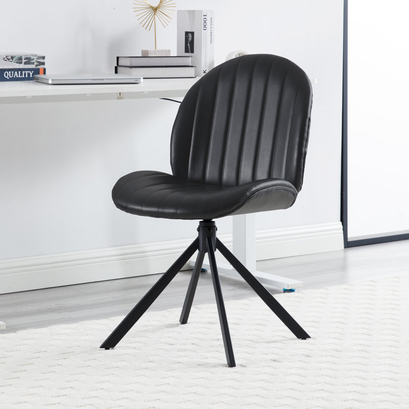 Chaise de bureau rembourrée pivotante pour bureau à domicile, Polyurethane, Noir