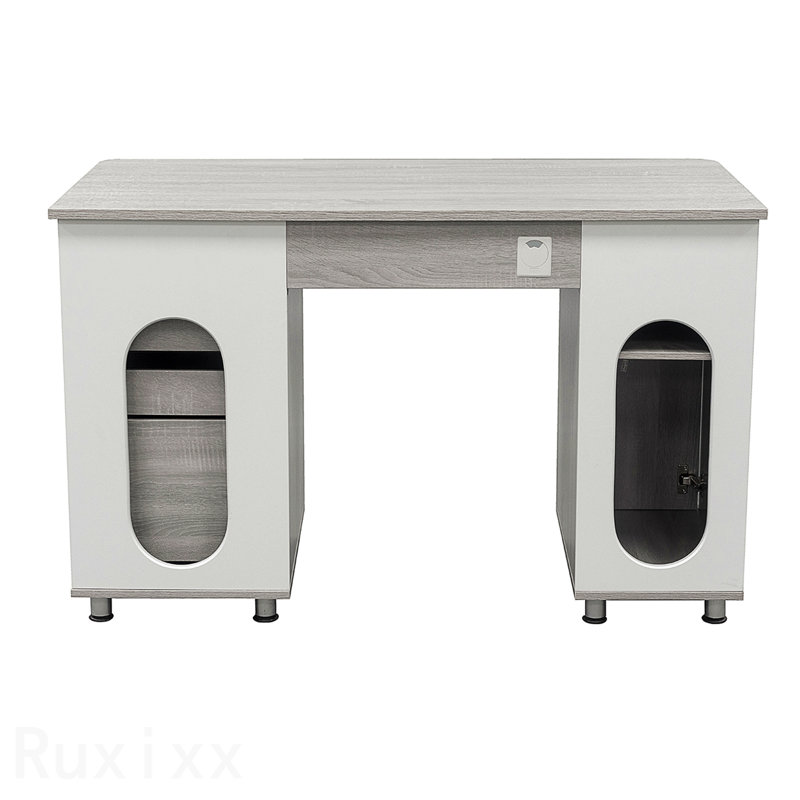 Bureau d'ordinateur complet avec rangement, gris, Gris