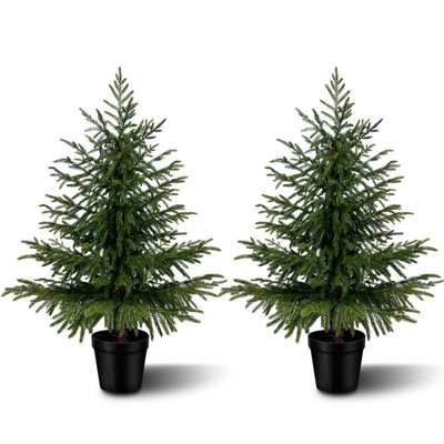 Artificial Norfolk Pine Christmas Tree With Natural Look（Set Of 2）