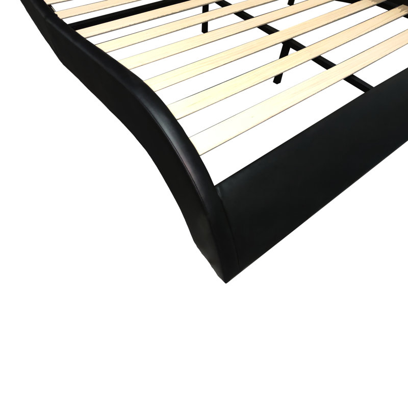 Cadre de lit rembourré en similicuir avec lumières DEL et 30 massages relaxants par vibration, décor moderne grand, Grand lit