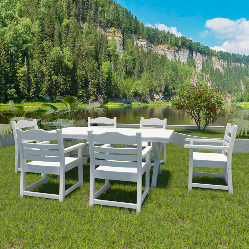 Chaise de patio avec ensemble de 2 accoudoirs, imitation grain de bois texturé, Blanc pur