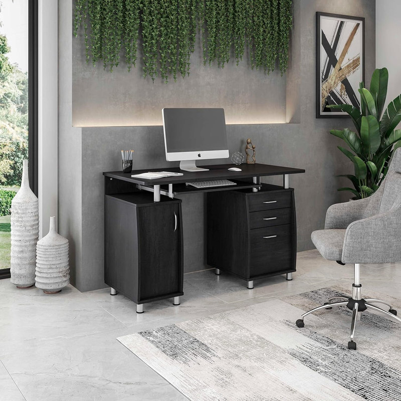 47.25" Ergonomic Computer Drawers & File Cabinet For Home Office Storage, Writing Desk
