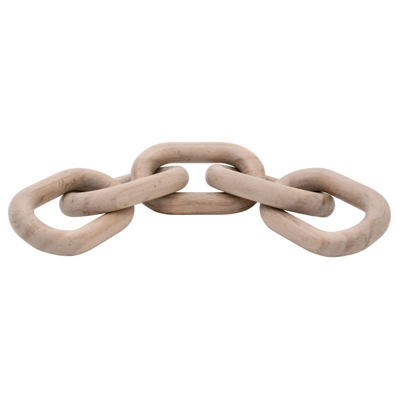 Guthki Kai Reclaimed Wood Chain Links Sculpture, Washed Beige