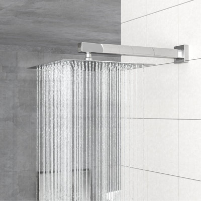 Double pomme de douche carrée 10 pouces - Fixation murale avec douchette