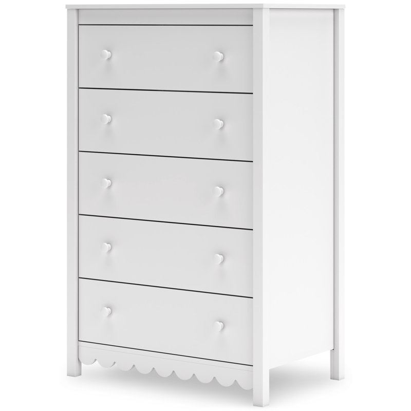 White Matte 5-Drawer Transitional Tall Dresser