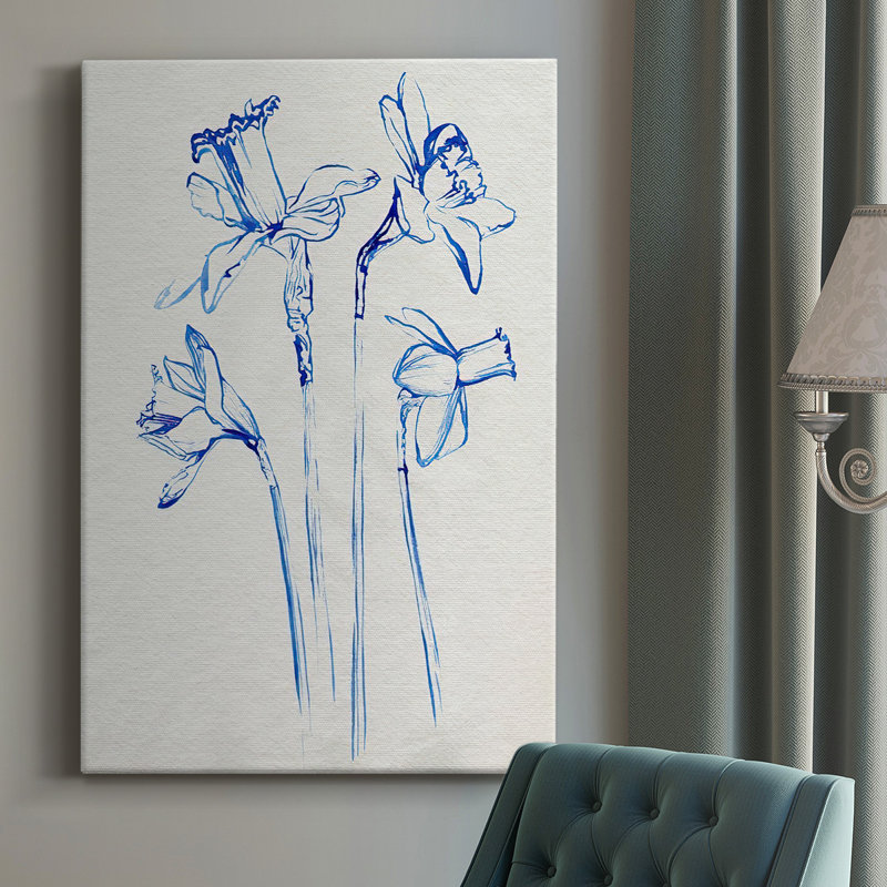 Toile tendue avec châssis Inky Daffodils II - prête à être accrochée, H 18 po x l 12 po x P 1,5 po
