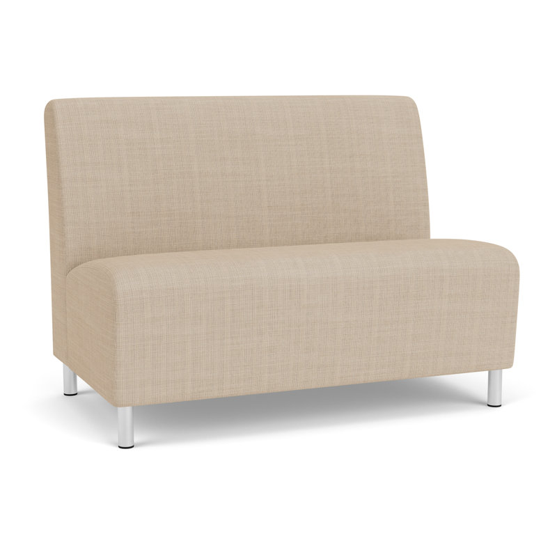 Causeuse sans accoudoirs Ravenna, Acier brossé, Chambray calcaire
