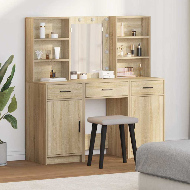 Dressing Table with Mirror, Sonoma Oak