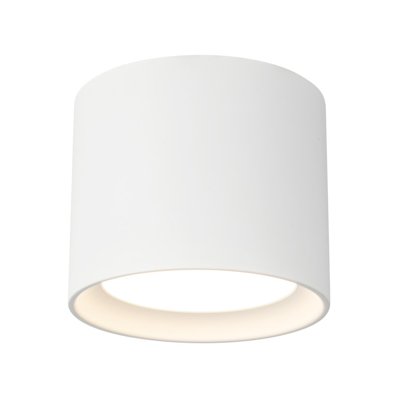 Uma 7-in Black dimmable LED Semi-Flush Mount, White, Height 6 in