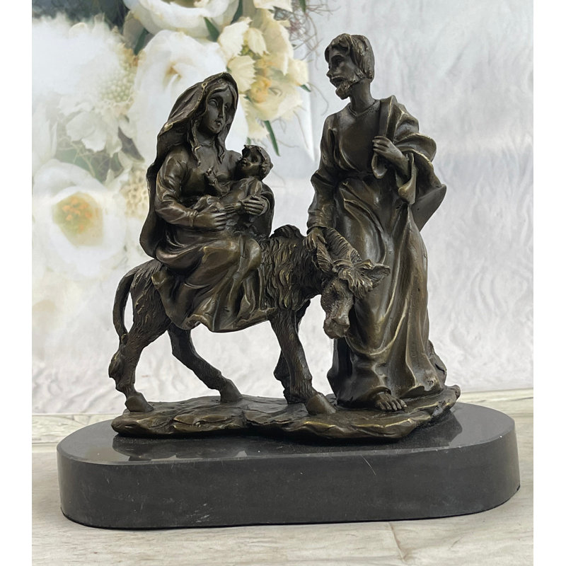 Vol en Égypte, événement biblique, sculpture de famille de houx