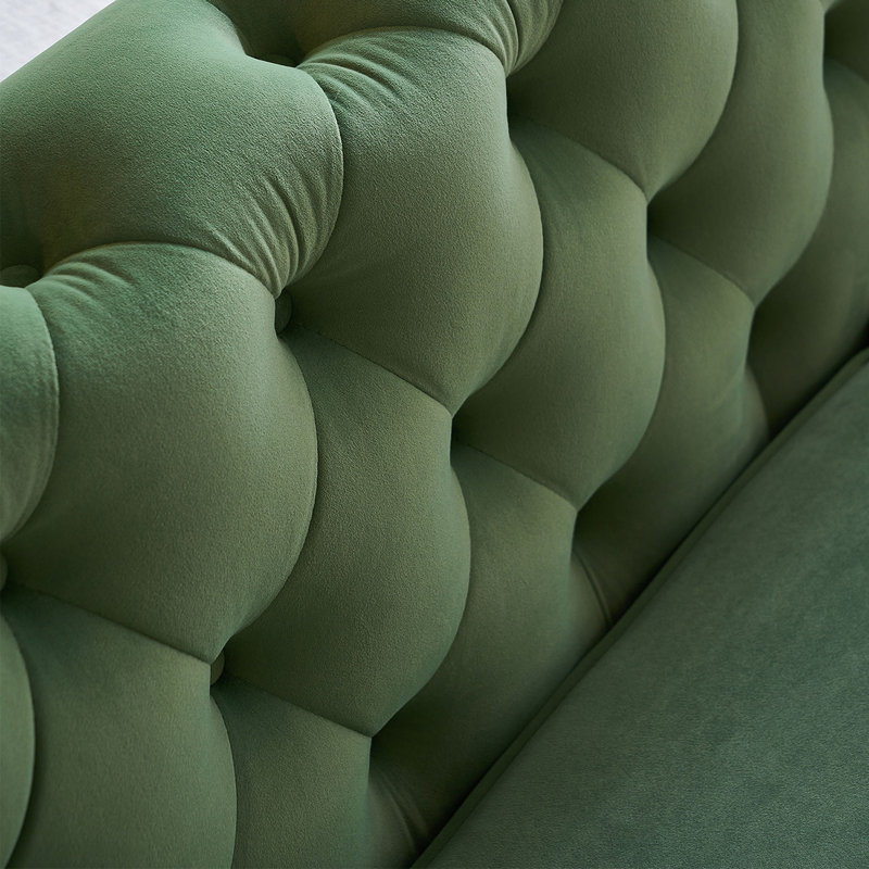 Temeko 87.4'' Velvet Sofa, Green Velvet