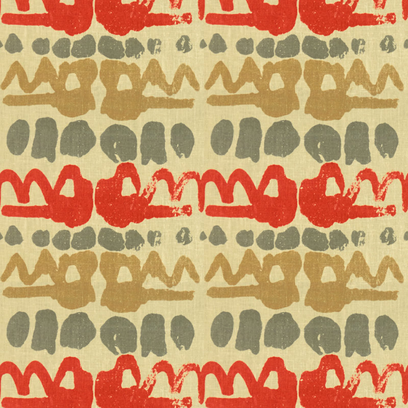 Altamira Fabric, Red/Gray