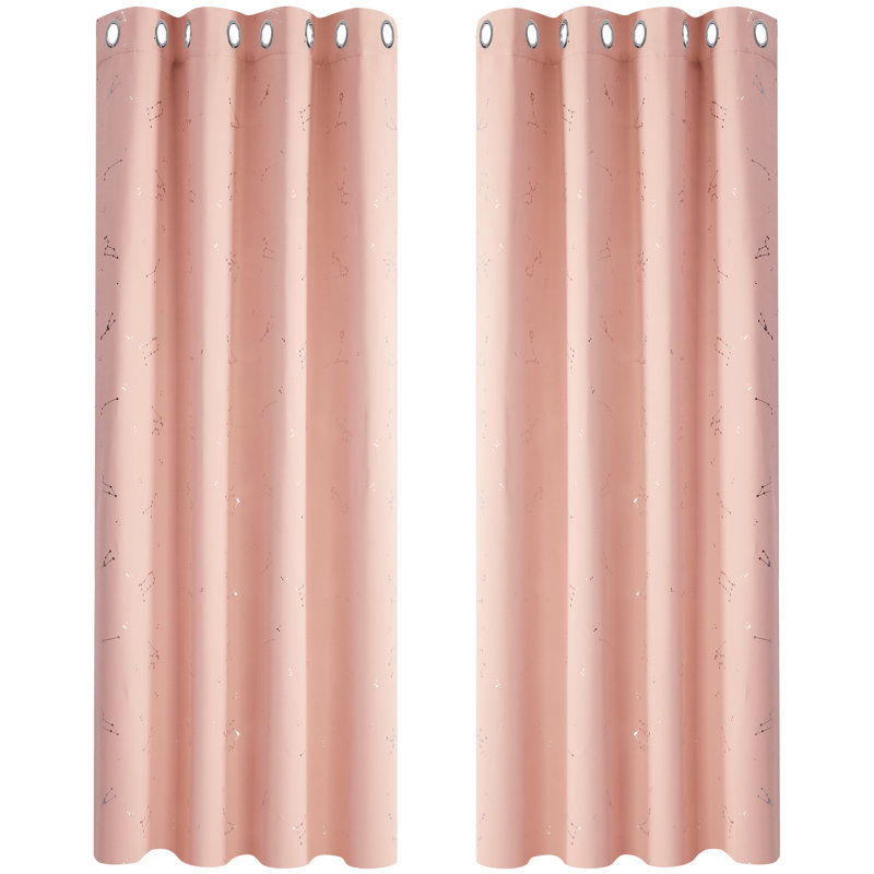 Radmilla Blackout Curtain Pair, 46cm Width x 183cm Drop, Coral Pink