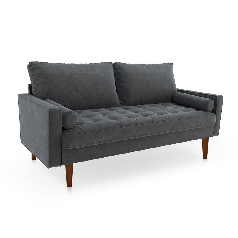 Collington 70" Square Arm Tufted Seat Sofa, Gray Velvet