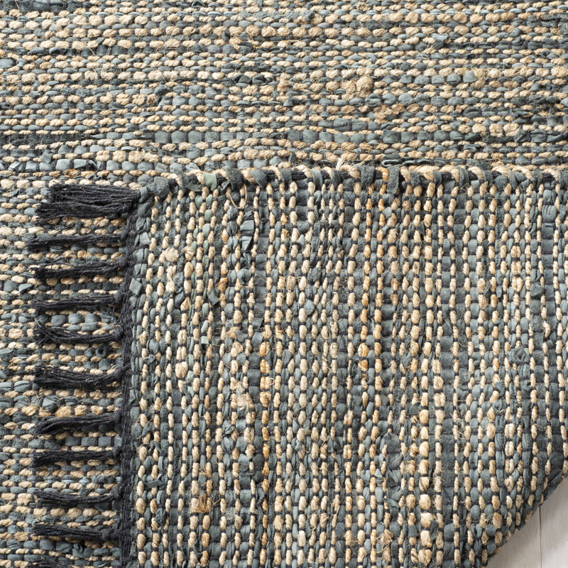 Roslindale Vintage Leather Hand Woven Leather, Jute, And Cotton Rug, Rectangle 3' x 5'