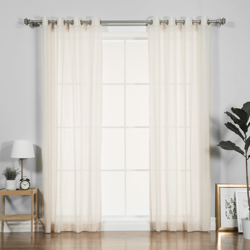 Paire de rideaux transparents avec œillets Maine, Ivoire