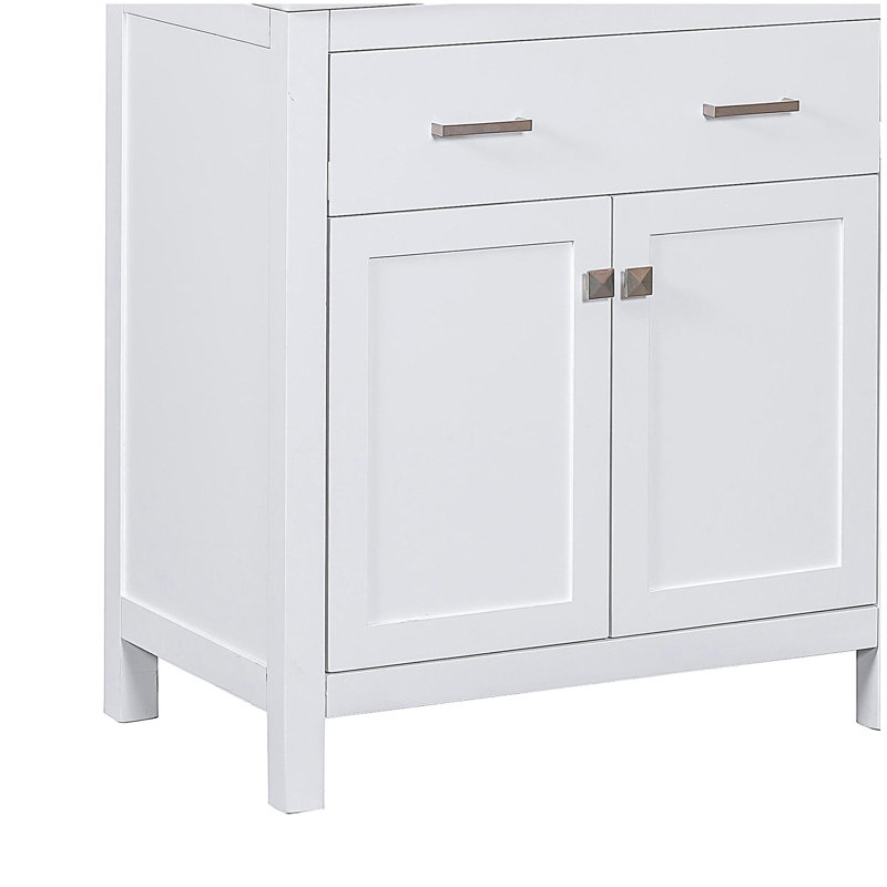 Meuble-lavabo de 30 po avec lavabo en céramique, armoire de salle de bain simple blanche avec 2 portes et une tablette, portes