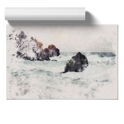 Beach Sescape Watercolour - Frameless Print