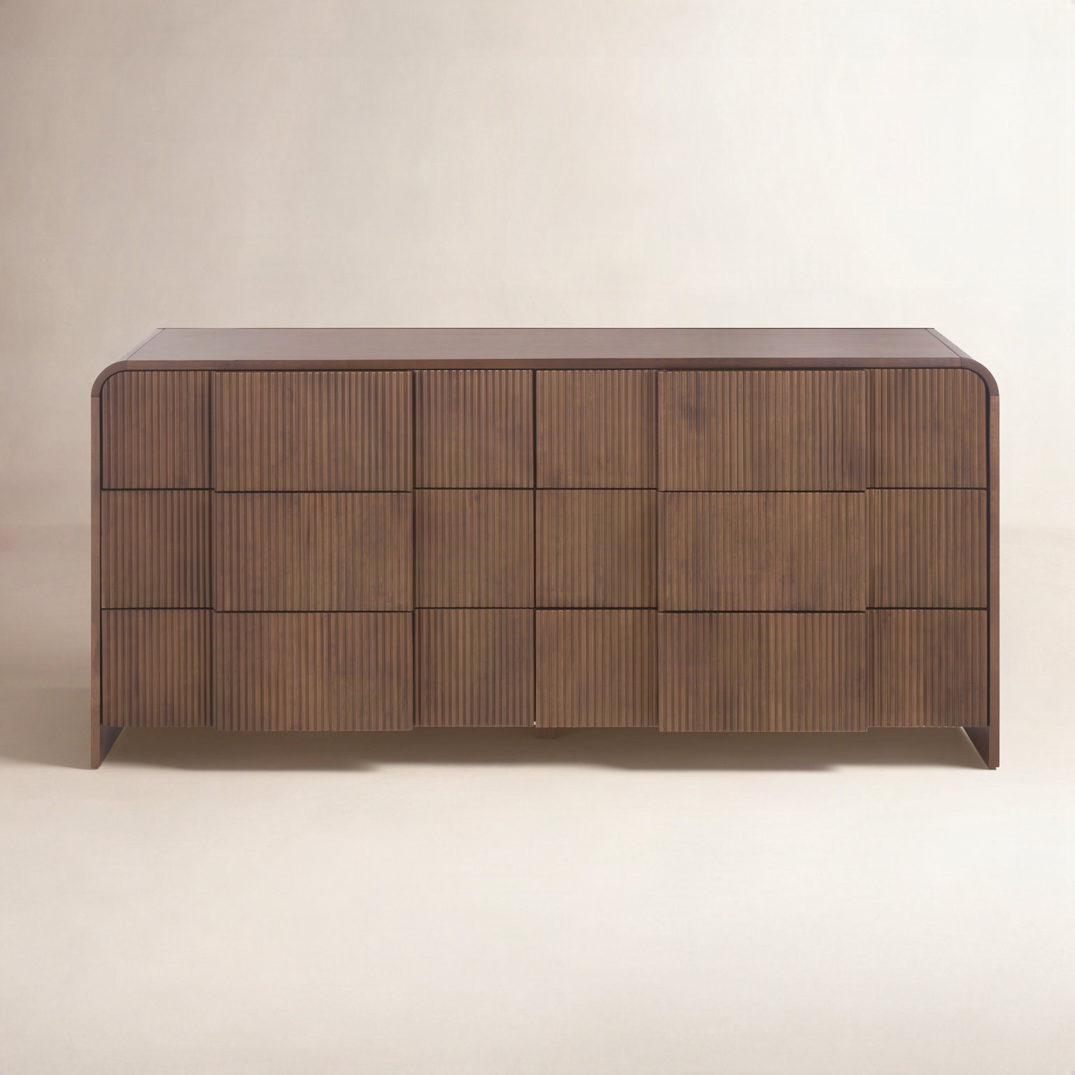 65" Reeded Double Dresser, Walnut
