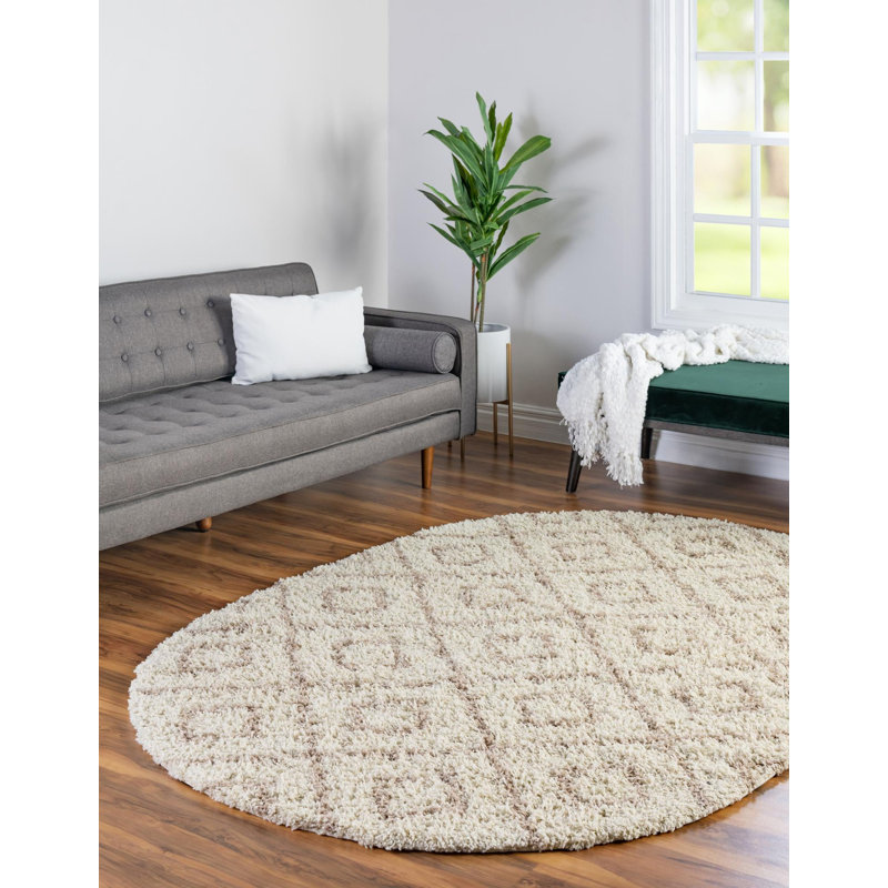 Geometric Indoor Rug, Oval 5'3" x 8'