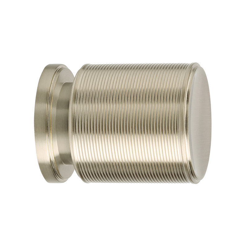 Monaco Cylindrical Knob, 1.26" H x 1.25" W x 1.25" D, Brush Brass/White