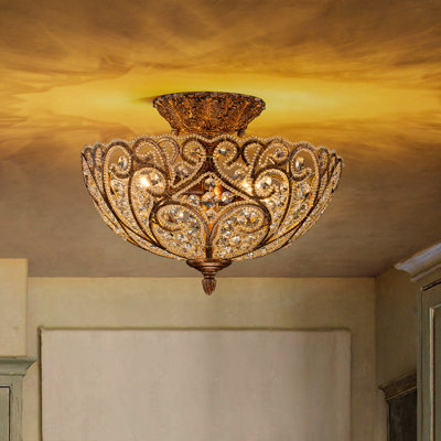 4 - Light Ornate Crystal Semi-Flush Mount