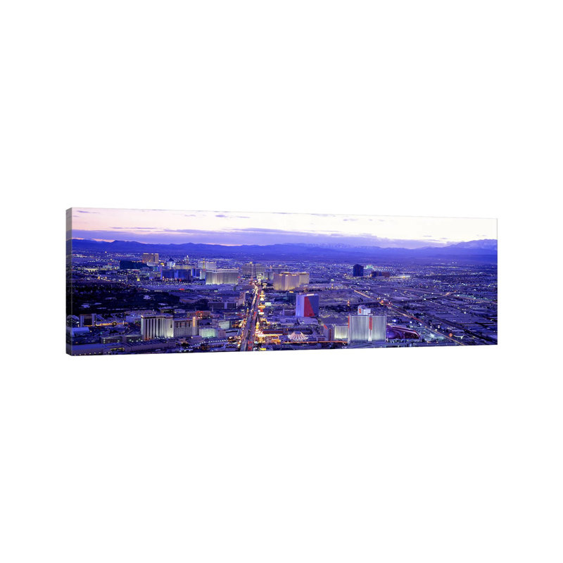 Dusk The Strip Las Vegas NV USA - Wrapped Canvas Panoramic Print, 30.48 cm H x 91.44 cm W x 1.91 cm D