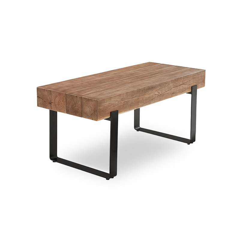Table de salle à manger rustique: pieds en bois massif et fer en métal, H 30,71 po x L 29,53 po x l 70,87 po