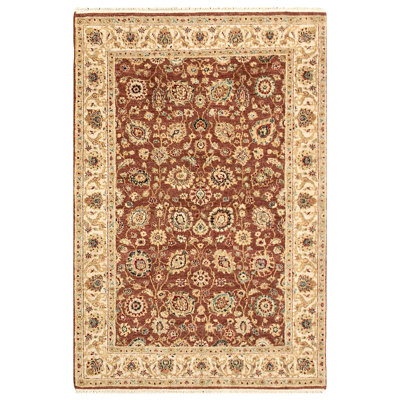 Tapis rouille et beige noué à la main de haute qualité